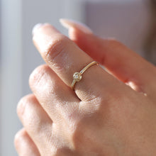 Load image into Gallery viewer, 14k Solid Gold Diamond Solitaire Love Ring,Rose Shaped Solitaire Ring,Dainty Elegant Gold Ring Romantic Diamond Valentine's Sleek Jewelry