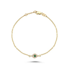 Load image into Gallery viewer, Diamond Evil Eye Bracelet, Emerald, Ruby, Sapphire Eye, Birthday Gift, Minimal Everyday Jewelry, Good Luck, Protection. Graduation, 14K Gold