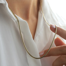 Load image into Gallery viewer, 14K Gold Snake Chain Necklace, Italian Herringbone Chain, Gold Layering Chain, Gift for Her, Classic Gold Chain, Real Gold Jewelry, 2.5mm