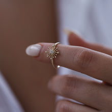 Load image into Gallery viewer, 14K Gold Diamond Star Ring,Minimal Stackable Ring, Celestial Jewelry, Constellation Ring, Birthday Sun Gift, Simple Gold Ring, Rose Gold