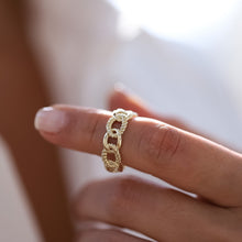 Load image into Gallery viewer, 14K Gold Woven Chain Ring, Gold Knot Ring, Everyday Jewelry, Mother's Day, Birthday Gift, Simple Gold Ring, Gift for Her, Curb Chain