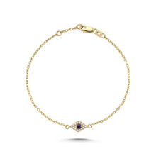 Load image into Gallery viewer, Diamond Evil Eye Bracelet, Emerald, Ruby, Sapphire Eye, Birthday Gift, Minimal Everyday Jewelry, Good Luck, Protection. Graduation, 14K Gold