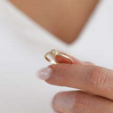 Load image into Gallery viewer, 14k Solid Gold Diamond Solitaire Love Ring,Rose Shaped Solitaire Ring,Dainty Elegant Gold Ring Romantic Diamond Valentine's Sleek Jewelry