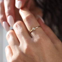 Load image into Gallery viewer, 14k Solid Gold Diamond Solitaire Love Ring,Rose Shaped Solitaire Ring,Dainty Elegant Gold Ring Romantic Diamond Valentine's Sleek Jewelry
