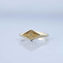 Load image into Gallery viewer, Diamond Signet Ring, Real 14k Gold, Stacking Jewelry, Unisex Jewelry, Pinky Ring, Retro Ring, Birthday Gift, Valentine's Gift, Rose Gold