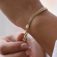 Load image into Gallery viewer, 14K Gold 4.8mm Double Curb Chain Bracelet, Thin Vienna Chain Bracelet, Armoured Chain, Everyday Gold Jewelry, Minimal Jewelry, Stacking