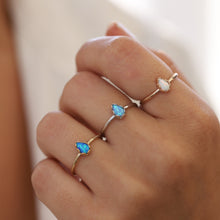 Load image into Gallery viewer, Dainty Opal Stacking Ring, Real 14K Gold Ring, Synthetic Opal, Minimal Jewelry, Wedding Band, Gift for Her, Anniversary Gift, Misoa Jewelry