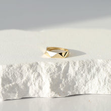 Load image into Gallery viewer, Gold Prism Ring, Argyle Ring, 14K Gold Ring, Minimalist Fine Jewelry, Gift for Her, Unique Wedding Ring, Thick Gold Band Ring, 4.4mm Band