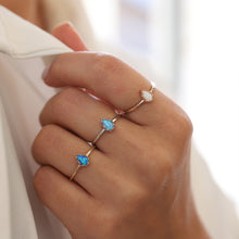 Load image into Gallery viewer, Dainty Opal Stacking Ring, Real 14K Gold Ring, Synthetic Opal, Minimal Jewelry, Wedding Band, Gift for Her, Anniversary Gift, Misoa Jewelry