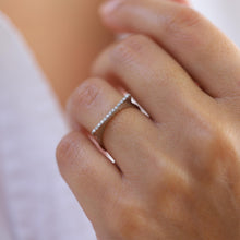 Load image into Gallery viewer, Diamond Rectangle Bar Ring, 14K Gold Ring, 1.4mm Handmade, Geometric, Gift for Her, Mother's Day, Minimalist Accessory, Gold Stacking Ring
