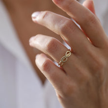 Load image into Gallery viewer, Double Infinity Ring, Dainty Gold Ring, Gift for Her, Valentine's Day, Eternity Ring, Minimal Gold Jewelry, Stacking Ring, Anniversary Gift