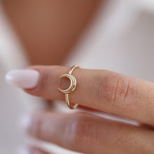 Load image into Gallery viewer, 14K Gold Moon Ring, Minimalist Gold Ring, Stacking Jewelry, Unisex Jewelry, Crescent Ring, Celestial, Birthday, Half Moon, Planet Jewelry