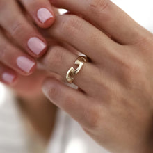 Load image into Gallery viewer, 14k Real Gold Irregular Ring , Gold Stakcable Ring, Minimalist Jewelry, Gold Geometric Band, Unique Design Band, Gold Dainty Zigzag Band