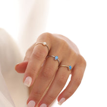 Load image into Gallery viewer, Dainty Opal Stacking Ring, Real 14K Gold Ring, Synthetic Opal, Minimal Jewelry, Wedding Band, Gift for Her, Anniversary Gift, Misoa Jewelry