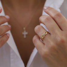 Load image into Gallery viewer, Double Infinity Ring, Dainty Gold Ring, Gift for Her, Valentine's Day, Eternity Ring, Minimal Gold Jewelry, Stacking Ring, Anniversary Gift