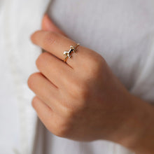 Load image into Gallery viewer, Gold Horse Ring, Minimal Stackable Ring, Equestrian, Everyday Jewelry, Mother's Day, Birthday, Astrology, Crab Ring, Gift for Her, 14K