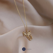 Load image into Gallery viewer, 14K Gold Fawn Pendant, Chain Necklace, Gold Chain, Animal Lovers, Everyday Jewelry, Deer, Gift for Her, Peace, Real Gold, Symbol of Stength