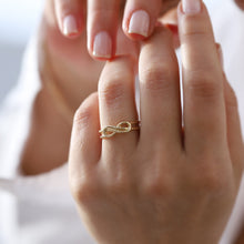 Load image into Gallery viewer, Double Infinity Ring, Dainty Gold Ring, Gift for Her, Valentine's Day, Eternity Ring, Minimal Gold Jewelry, Stacking Ring, Anniversary Gift