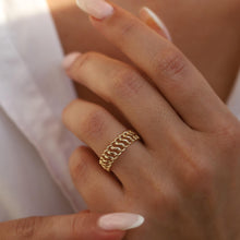 Load image into Gallery viewer, 14K Gold Vienna Chain Ring, Double Chain Ring, Everyday Jewelry, Mother's Day, Birthday Gift, Simple Gold Ring, Gift for Her, Rose Gold Ring