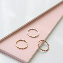 Load image into Gallery viewer, 14K Gold Twist Ring, Gold Stacking Ring, Braided Ring, Dainty Everyday Jewelry, Minimalist Wedding Band, Gift for Her, Anniversary Gift