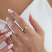 Load image into Gallery viewer, 14k Solid Gold Diamond Solitaire Love Ring,Rose Shaped Solitaire Ring,Dainty Elegant Gold Ring Romantic Diamond Valentine's Sleek Jewelry