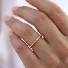 Load image into Gallery viewer, Diamond Rectangle Bar Ring, 14K Gold Ring, 1.4mm Handmade, Geometric, Gift for Her, Mother's Day, Minimalist Accessory, Gold Stacking Ring
