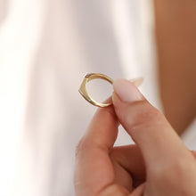 Load image into Gallery viewer, Diamond Signet Ring, Real 14k Gold, Stacking Jewelry, Unisex Jewelry, Pinky Ring, Retro Ring, Birthday Gift, Valentine's Gift, Rose Gold