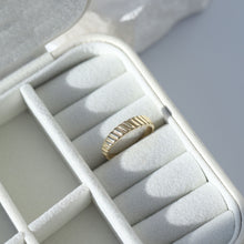 Load image into Gallery viewer, Solid Gold Serrated Ring, 4mm Wedding Band, Solid 14K Gold, Lined Ring, Handmade, Unisex Ring, Dome Ring, Gold Stacking Ring, Minimal