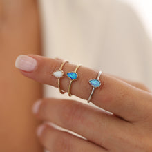 Load image into Gallery viewer, Dainty Opal Stacking Ring, Real 14K Gold Ring, Synthetic Opal, Minimal Jewelry, Wedding Band, Gift for Her, Anniversary Gift, Misoa Jewelry