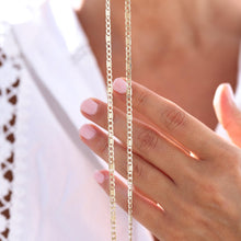 Load image into Gallery viewer, 14k Real Gold Figora Chain, Gold Chain Necklace, Gold 3mm Chain Necklace, Gold Link Chain, 14k Gold Chains, Gold Unisex Chain, Man Necklace