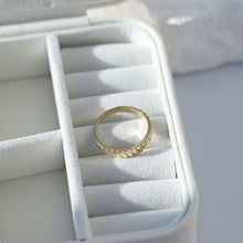 Load image into Gallery viewer, Solid Gold Serrated Ring, 4mm Wedding Band, Solid 14K Gold, Lined Ring, Handmade, Unisex Ring, Dome Ring, Gold Stacking Ring, Minimal