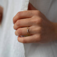 Load image into Gallery viewer, Double Stranded Diamond Ring, Minimal Stacking Ring, Thin Gold Ring, Rose Gold, Promise Ring, Everyday Jewelry, Mother's Day, Birthday Gift