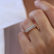 Load image into Gallery viewer, Diamond Rectangle Bar Ring, 14K Gold Ring, 1.4mm Handmade, Geometric, Gift for Her, Mother's Day, Minimalist Accessory, Gold Stacking Ring
