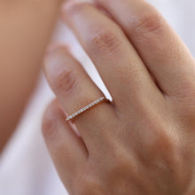 Load image into Gallery viewer, Diamond Rectangle Bar Ring, 14K Gold Ring, 1.4mm Handmade, Geometric, Gift for Her, Mother's Day, Minimalist Accessory, Gold Stacking Ring