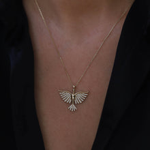 Load image into Gallery viewer, Large Diamond Phoenix Bird Necklace, Fire Bird Necklace, Simurgh Pendant, Good Luck Charm, 14K Gold Chain, Gift for Her, Mythical Jewelry