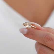 Load image into Gallery viewer, 14k Solid Gold Diamond Solitaire Love Ring,Rose Shaped Solitaire Ring,Dainty Elegant Gold Ring Romantic Diamond Valentine's Sleek Jewelry