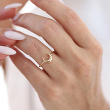 Load image into Gallery viewer, 14K Gold Moon Ring, Minimalist Gold Ring, Stacking Jewelry, Unisex Jewelry, Crescent Ring, Celestial, Birthday, Half Moon, Planet Jewelry