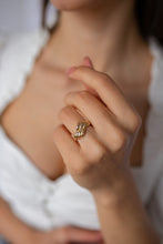 Load image into Gallery viewer, 14K Gold Geometric Croissant Ring, Retro Gold Ring, Everyday Jewelry, Mother's Day, Birthday Gift, Simple Gold Ring, Gift for Her, Rose Gold