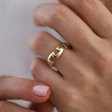 Load image into Gallery viewer, 14k Real Gold Irregular Ring , Gold Stakcable Ring, Minimalist Jewelry, Gold Geometric Band, Unique Design Band, Gold Dainty Zigzag Band