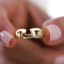 Load image into Gallery viewer, 14k Real Gold Irregular Ring , Gold Stakcable Ring, Minimalist Jewelry, Gold Geometric Band, Unique Design Band, Gold Dainty Zigzag Band