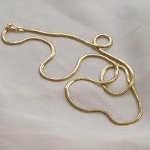 Load image into Gallery viewer, 14K Gold Snake Chain Necklace, Italian Herringbone Chain, Gold Layering Chain, Gift for Her, Classic Gold Chain, Real Gold Jewelry, 2.5mm