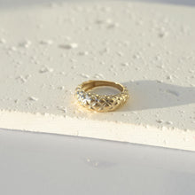 Load image into Gallery viewer, 14K Gold Textured Dome Ring, Thick Patterned Croissant Ring, Minimalist Fine Jewelry, Gift for Her, Statement, Everyday Jewelry, Chunky Ring