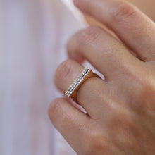 Load image into Gallery viewer, Diamond Rectangle Bar Ring, 14K Gold Ring, 1.4mm Handmade, Geometric, Gift for Her, Mother's Day, Minimalist Accessory, Gold Stacking Ring