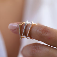 Load image into Gallery viewer, Diamond Rectangle Bar Ring, 14K Gold Ring, 1.4mm Handmade, Geometric, Gift for Her, Mother's Day, Minimalist Accessory, Gold Stacking Ring