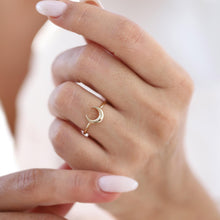 Load image into Gallery viewer, 14K Gold Moon Ring, Minimalist Gold Ring, Stacking Jewelry, Unisex Jewelry, Crescent Ring, Celestial, Birthday, Half Moon, Planet Jewelry