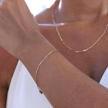 Load image into Gallery viewer, 14k Real Solid Gold Paperclip Bracelet, Gold Rrctangle Bracelet, Gold Staple Chain, Gold 1.7 mm Link Chain, Original Rose Gold Bracelet