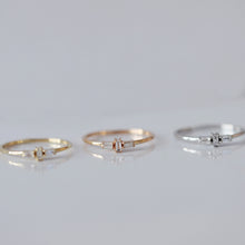 Load image into Gallery viewer, 14K Gold Triple Baguette Diamond Ring, Minimal Wedding Band, Promise Ring, Dainty Stacking Ring, Real Gold Jewelry, Anniversary, Birthday
