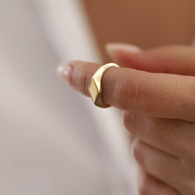 Load image into Gallery viewer, Diamond Signet Ring, Real 14k Gold, Stacking Jewelry, Unisex Jewelry, Pinky Ring, Retro Ring, Birthday Gift, Valentine's Gift, Rose Gold
