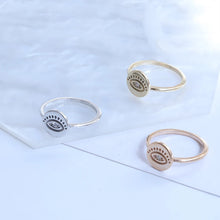 Load image into Gallery viewer, Diamond Evil Eye Signet Ring