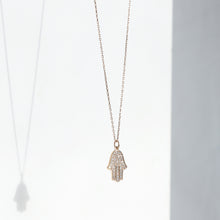 Load image into Gallery viewer, NEW Diamond Hamsa Pointing Down Necklace